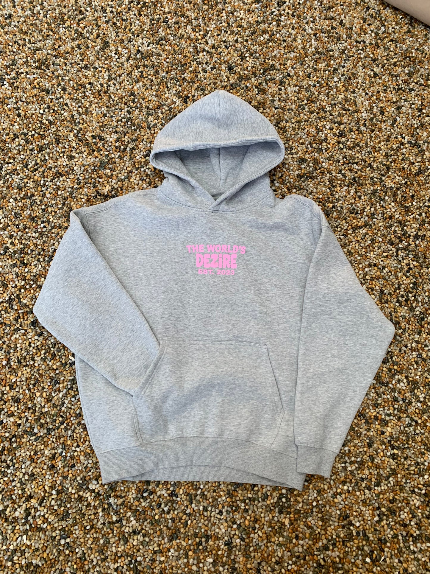 Grey and Pink "The World's Set" hoodie