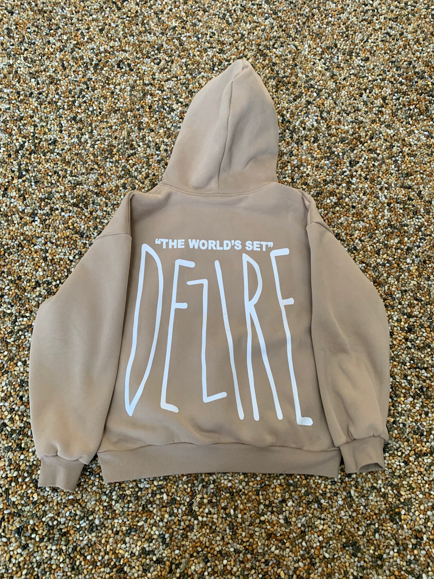 Beige and White "The World's Set" Hoodie