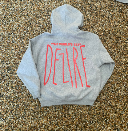 Grey and red "The World's Set" hoodie