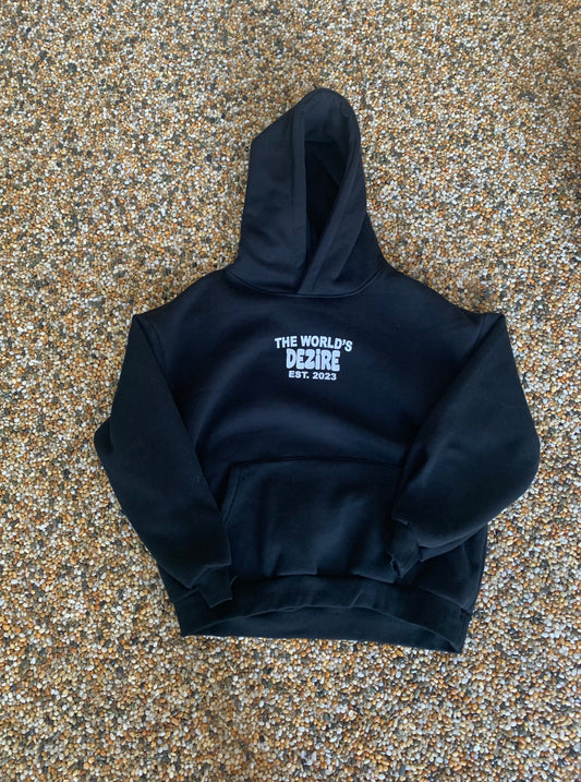 Black and white "The World's Set" hoodie