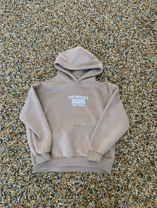 Beige and White "The World's Set" Hoodie